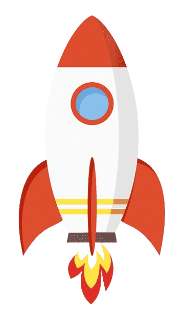 Rocket illustration launching high into the sky